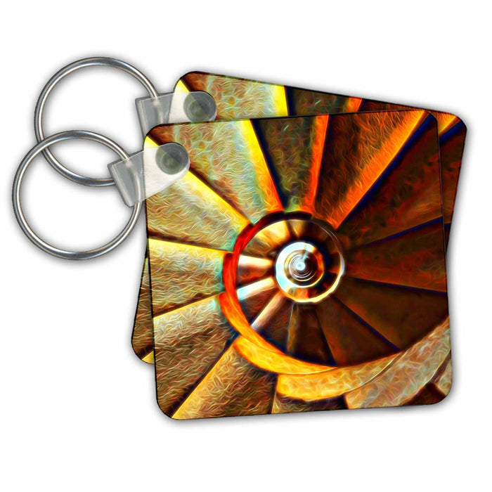 Key Chain - Spiral Stair Case Image Of Light Infusion Painting Light Infused Paintings