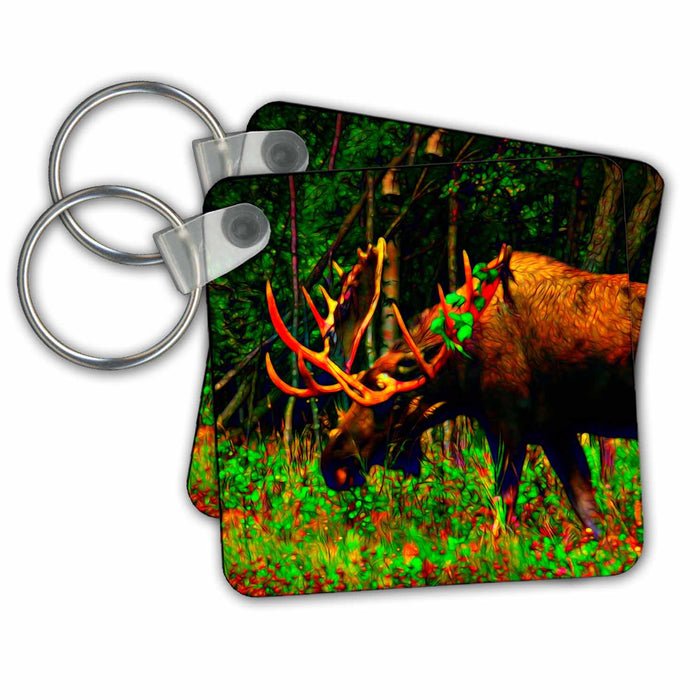 Key Chain - Moose In The Woods Image Of Light Infused Painting Light Infused Paintings