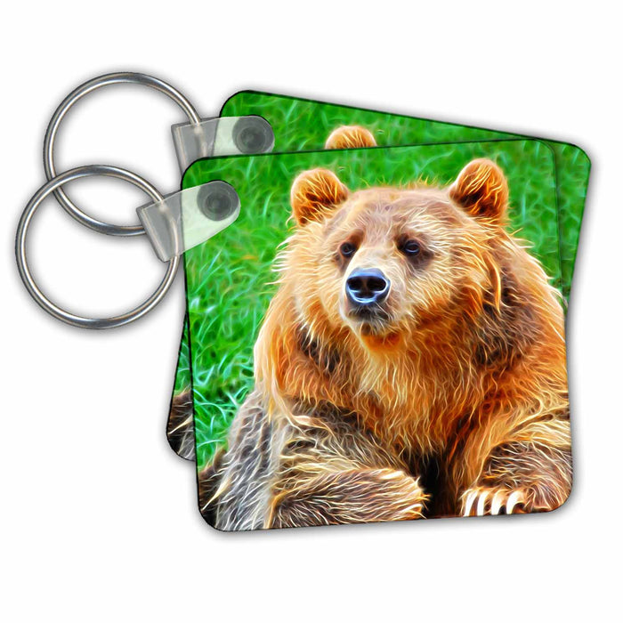 Key Chain - Brown Bear Image Of Light Infused Painting Light Infused Paintings