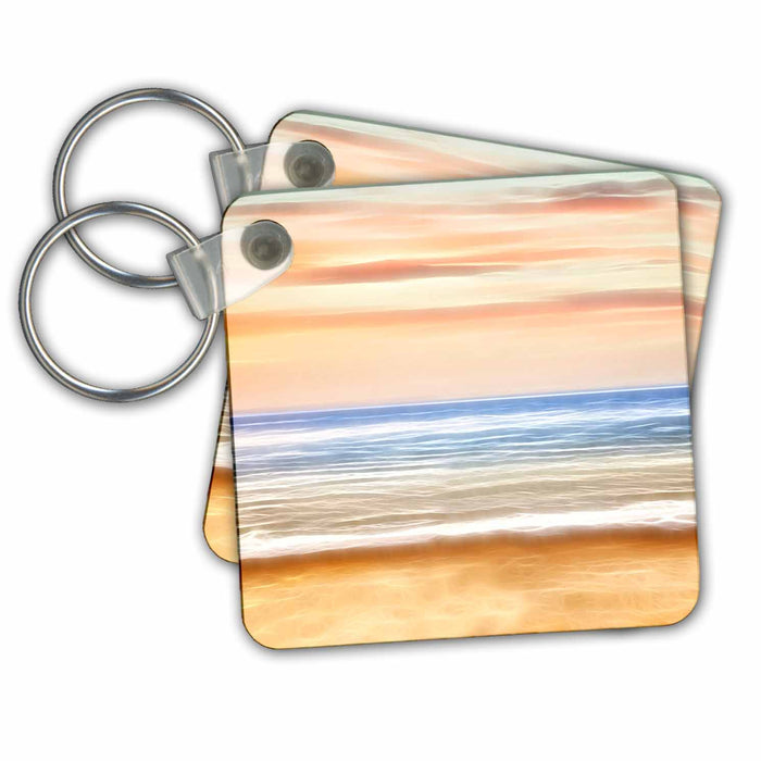 Key Chain - Ocean Beach With Tranquil Water At Sunset Image Of Light Infusion Light Infused Paintings