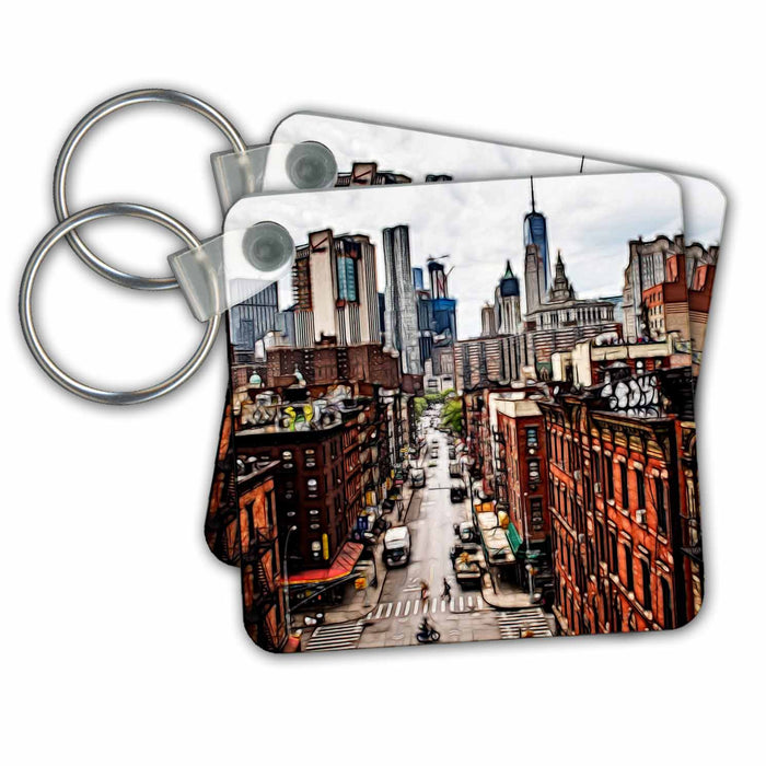 Key Chain - City During The Day Image Of Light Infused Painting Light Infused Paintings