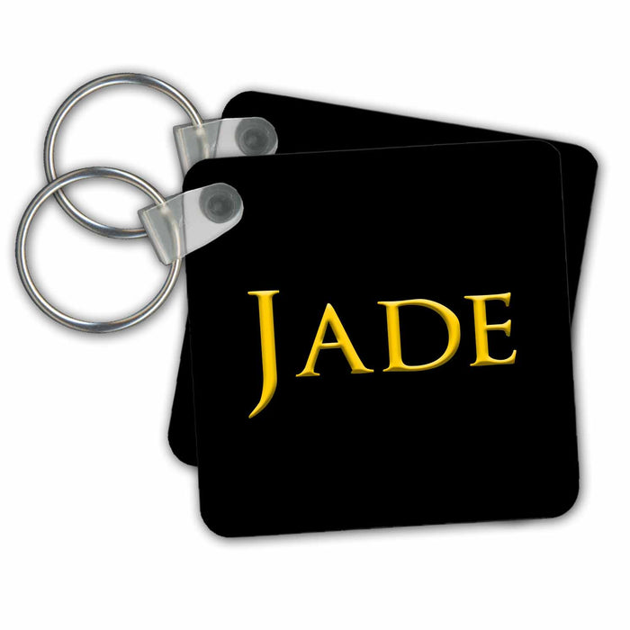 Key Chain - Jade common woman name in America. Yellow on black charm Alexis Design - Popular Female Names in USA