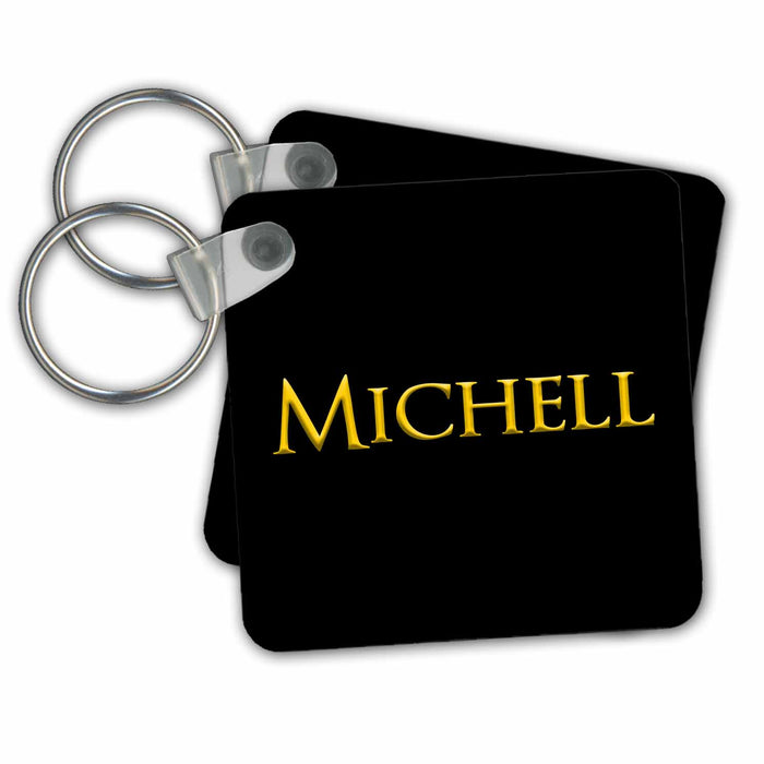 Key Chain - Michell popular girl name in the USA. Yellow on black talisman Alexis Design - Popular Female Names in USA