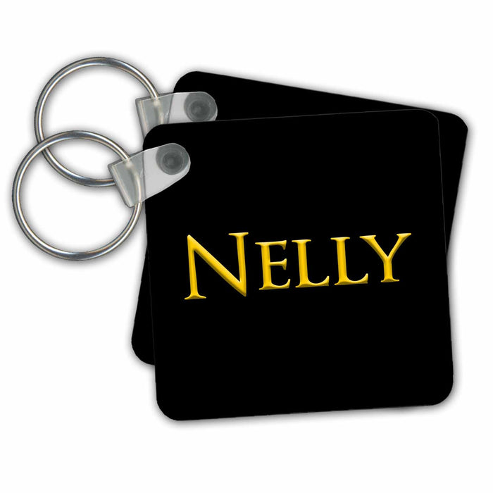 Key Chain - Nelly favored girl baby name in the USA. Yellow on black charm Alexis Design - Popular Female Names in USA