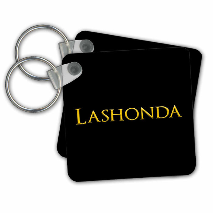 Key Chain - Lashonda popular girl baby name in the USA. Yellow on black charm Alexis Design - Popular Female Names in USA