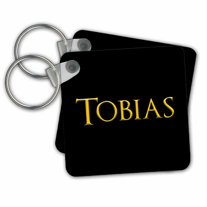 Key Chain - Tobias attractive male name in the USA. Yellow on black talisman Alexis Design - Popular Male Names in USA