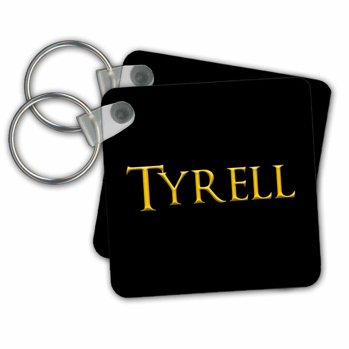 Key Chain - Tyrell known baby boy name in the USA. Yellow, black charm gift Alexis Design - Popular Male Names in USA