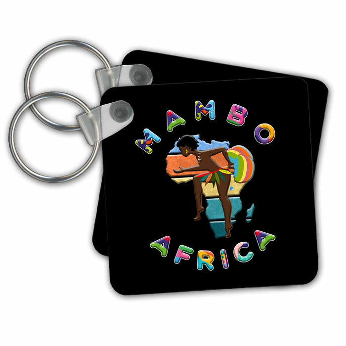 Key Chain - Africa - How are you in Swahili - Mambo on black. Hot gift for a girl Alexis Design - Africa