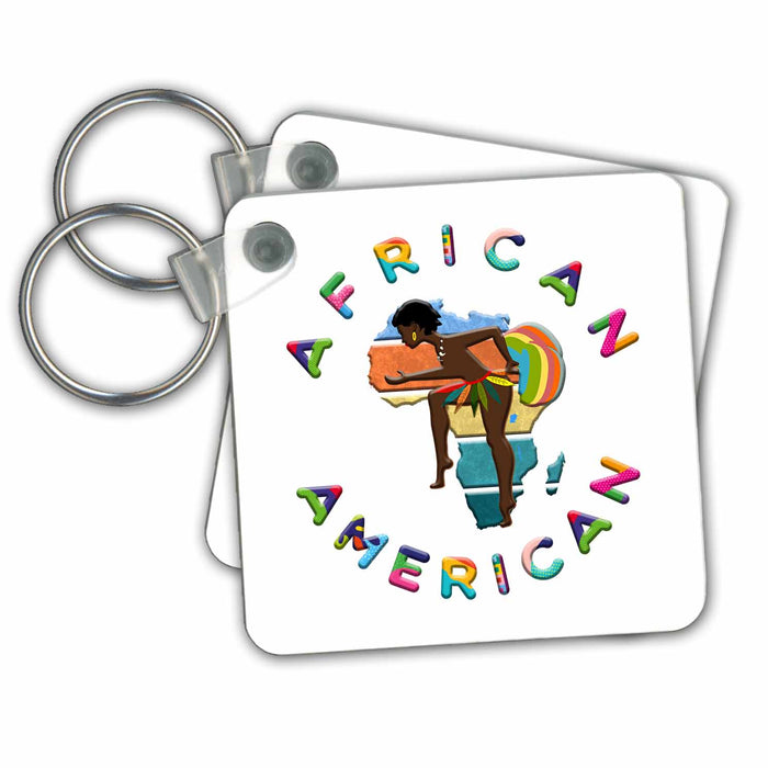 Key Chain - Africa - African American on white. Colorful patriotic gift for you Alexis Design - Africa