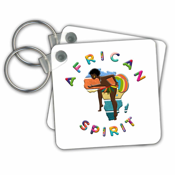 Key Chain - Africa - African Spirit on white. Colorful patriotic gift for anyone Alexis Design - Africa