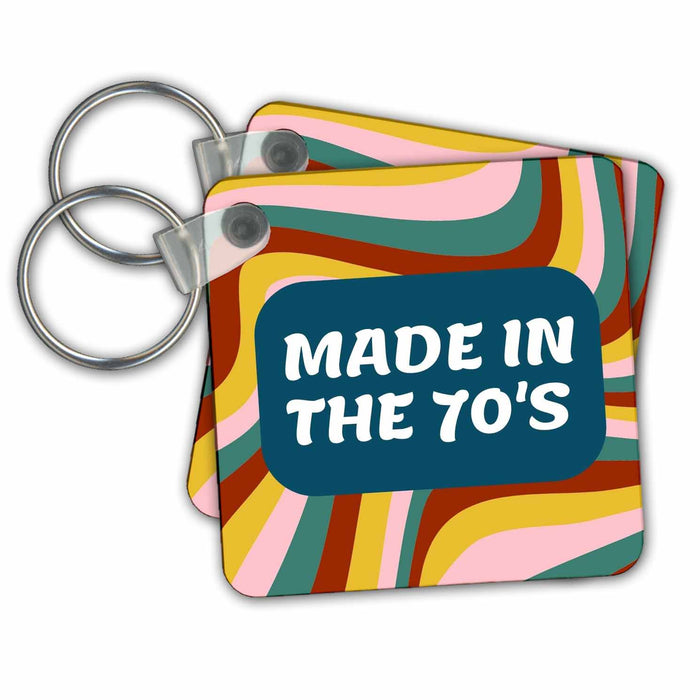 Key Chain - Colorful Design with a Text of Made in The 70s 3dRose Mary Aikeen- Retro Images