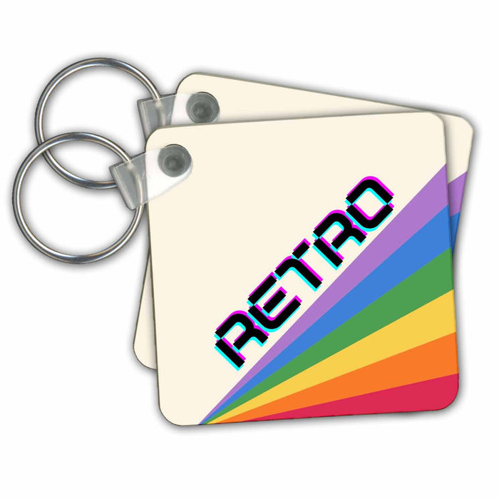 Key Chain - Colorful Image of Rainbow about Retro 3dRose Mary Aikeen- Retro Images