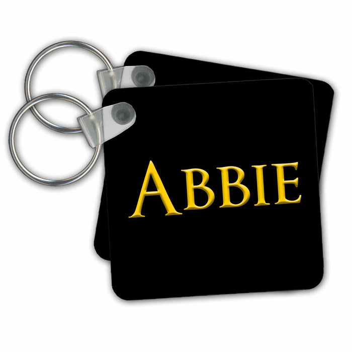 Key Chain - Abbie, common female name in America. Yellow on black gift for girl Alexis Design - Popular Female Names in USA