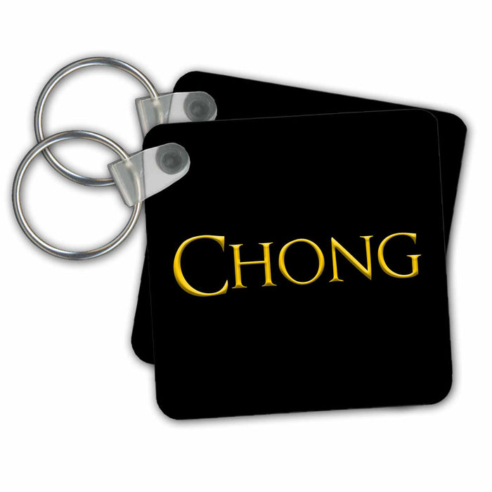 Key Chain - Chong common baby boy name in the USA. Yellow on black family gift Alexis Design - Popular Male Names in USA