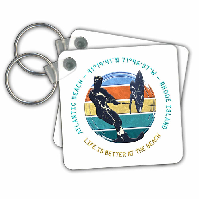 Key Chain - Atlantic Beach, Westerly, Rhode Island summer travel family cool gift Alexis Design - American Beaches Rhode Island