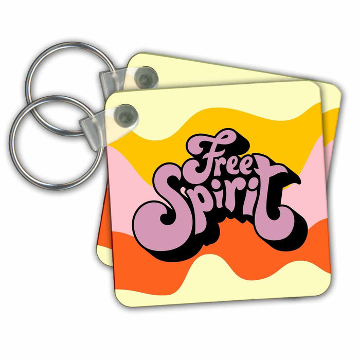 Key Chain - Retro Free Spirit 3dRose - Rosette - Retro