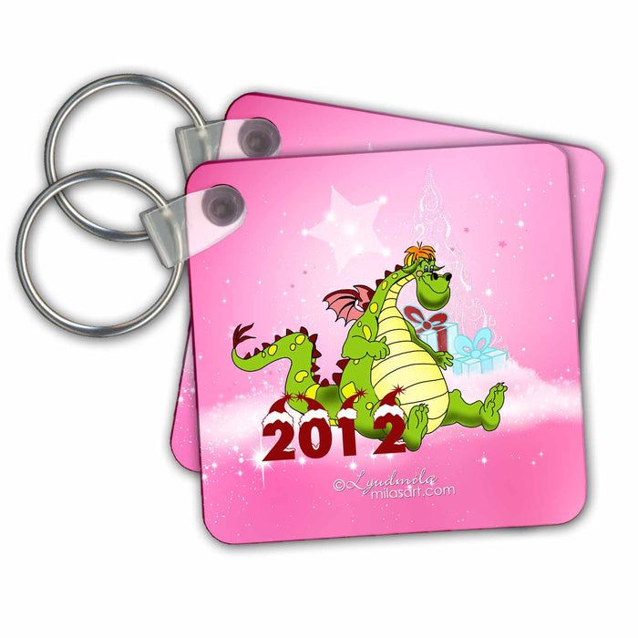 Key Chain - Dragon with gifts Milas Art Christmas