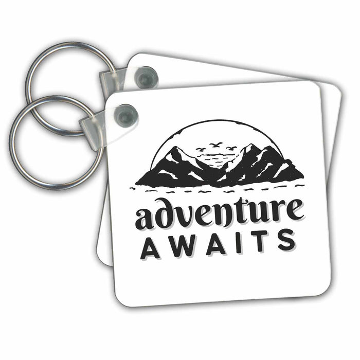 Key Chain - Adventure Awaits 3dRose - Rosette - Travel