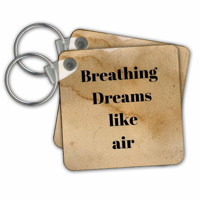 Key Chain - Image of old paper with text breating dreams like air s Random RETRO Designs