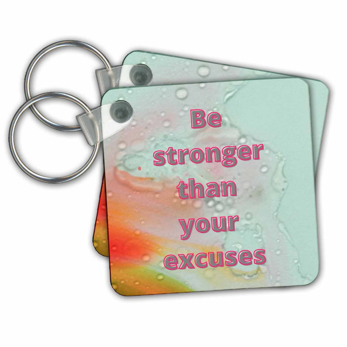 Key Chain - Image with text be stronger than your excuses s Random RETRO Designs