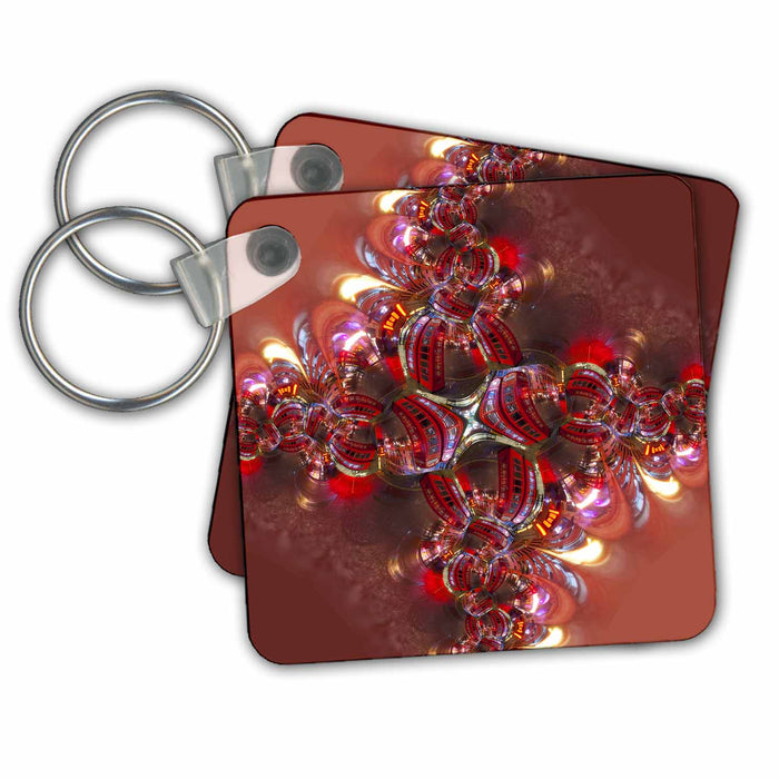 Key Chain - Abstract design of red phone booth. Abstracts