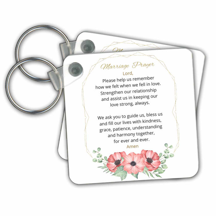 Key Chain - Marriage Prayer Floral Pink Flowers Wedding Relationship Blessings Occasions