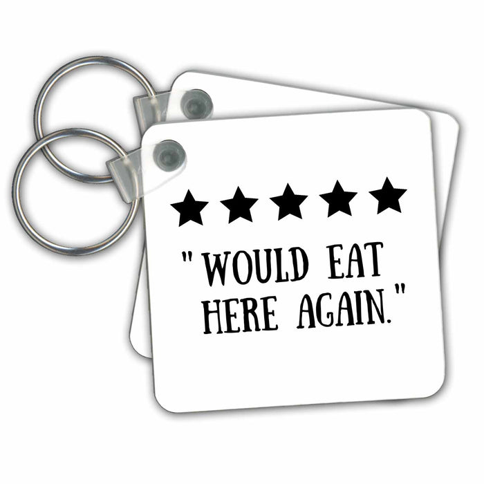 Key Chain - FUNNY REVIEW Five 5 Stars Would Eat Here Again Home Cook Kitchen Humor Funny Designs