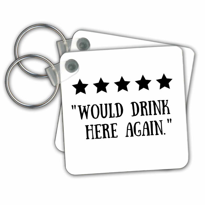 Key Chain - FUNNY REVIEW Five 5 Stars Would Drink Here Again Home Bar Coffee Maker Funny Designs