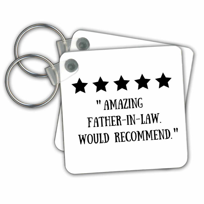 Key Chain - FUNNY REVIEW Five 5 Stars Amazing Father-in-Law Would Recommend inlaws Funny Designs