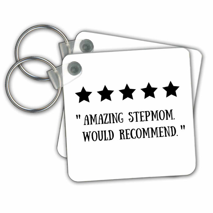 Key Chain - FUNNY REVIEW Five 5 Stars Amazing Stepmom Would Recommend Stepmother Funny Designs