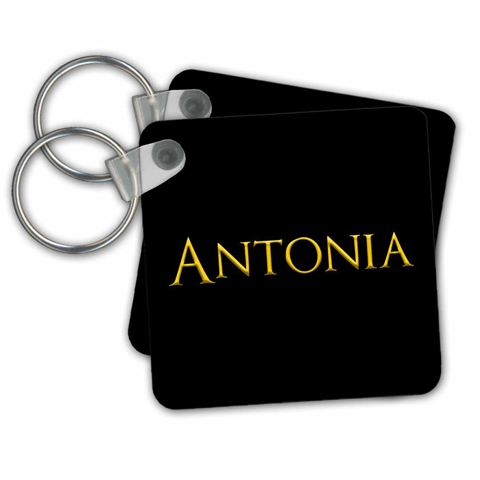 Key Chain - Antonia popular baby boy name in America. Yellow on black chic gift Alexis Design - Popular Male Names in USA