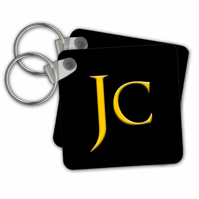 Key Chain - Jc popular baby boy name in America. Yellow on black chic gift Alexis Design - Popular Male Names in USA