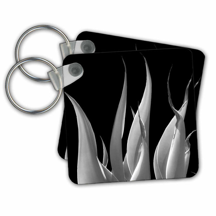 Key Chain - Leaf pattern in black and white. Leaves