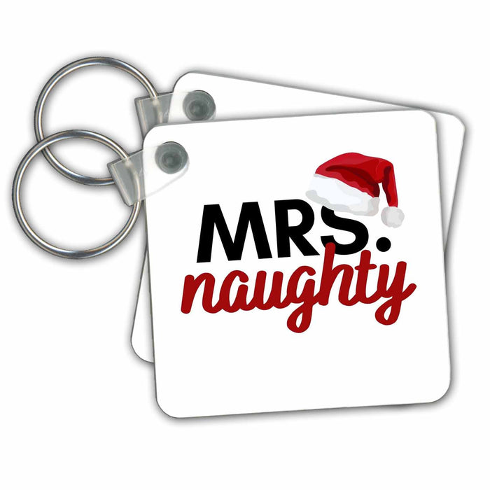 Key Chain - Mrs Naughty Christmas Graphics 3dRose - Rosette - Christmas