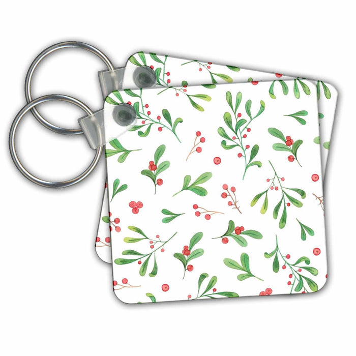 Key Chain - Pattern Print Of Mistletoe Christmas Graphics 3dRose - Rosette - Pattern Prints