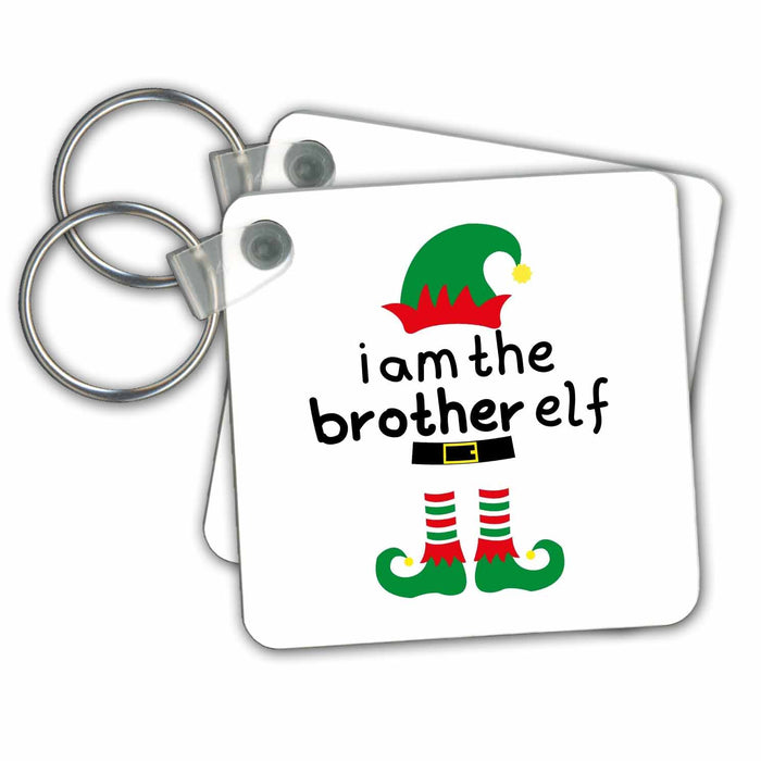 Key Chain - I Am The Brother Elf Holiday Graphics 3dRose - Rosette - Christmas