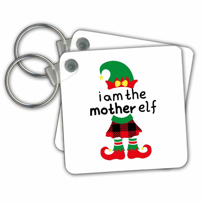 Key Chain - I Am The Mother Elf Holiday Graphics 3dRose - Rosette - Christmas