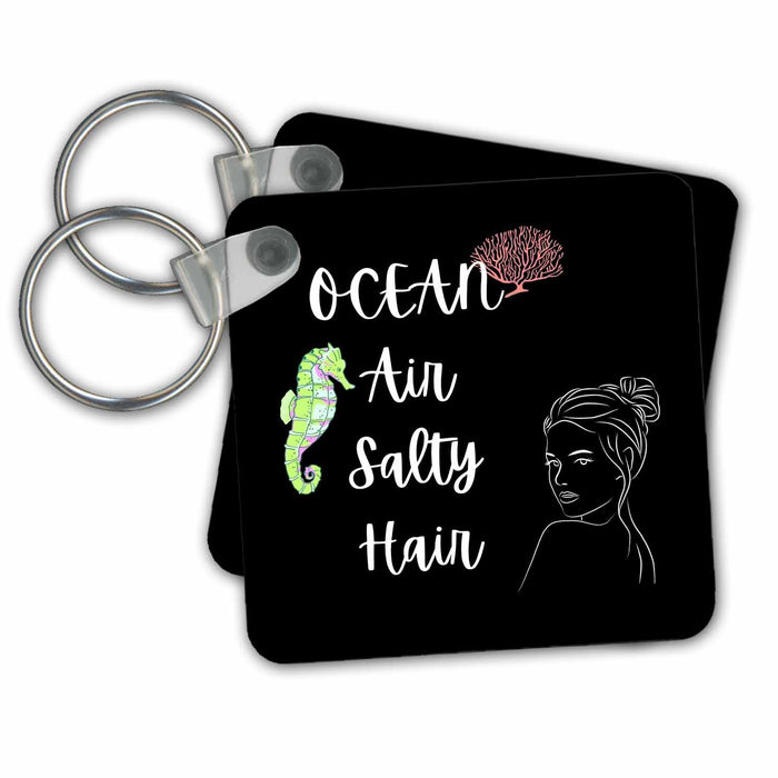 Key Chain - Image of woman,unicorn,reef - ocean air salty hair s Collection - Travel Quotes