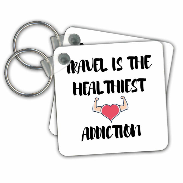 Key Chain - Image of strong heart - travel is the healthiest addiction s Collection - Travel Quotes