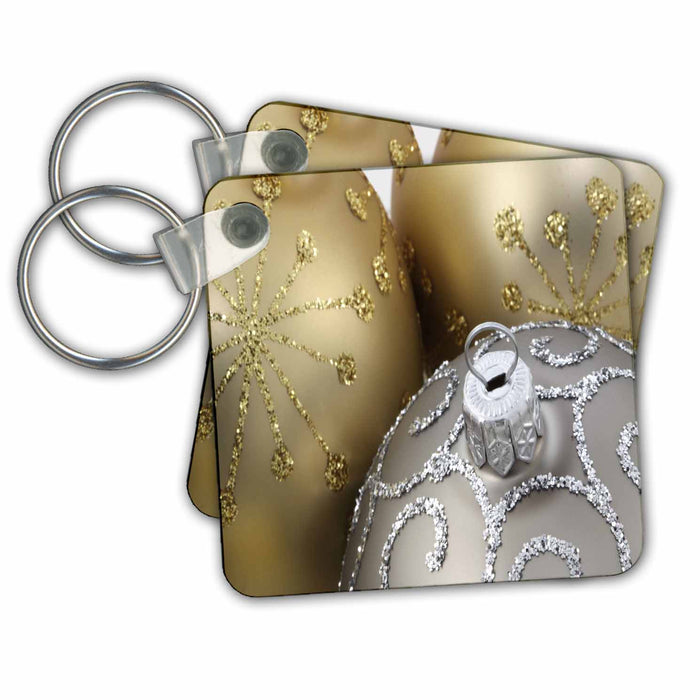 Key Chain - Christmas Gold and Silver Balls Christmas Decorations