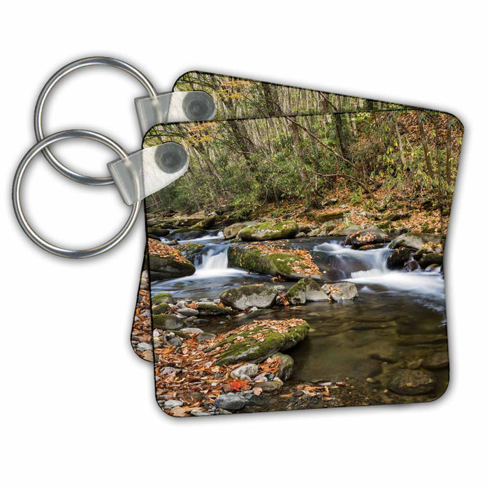 Key Chain - USA, NC, Great Smoky Mountains NP, Straight Fork creek Streams