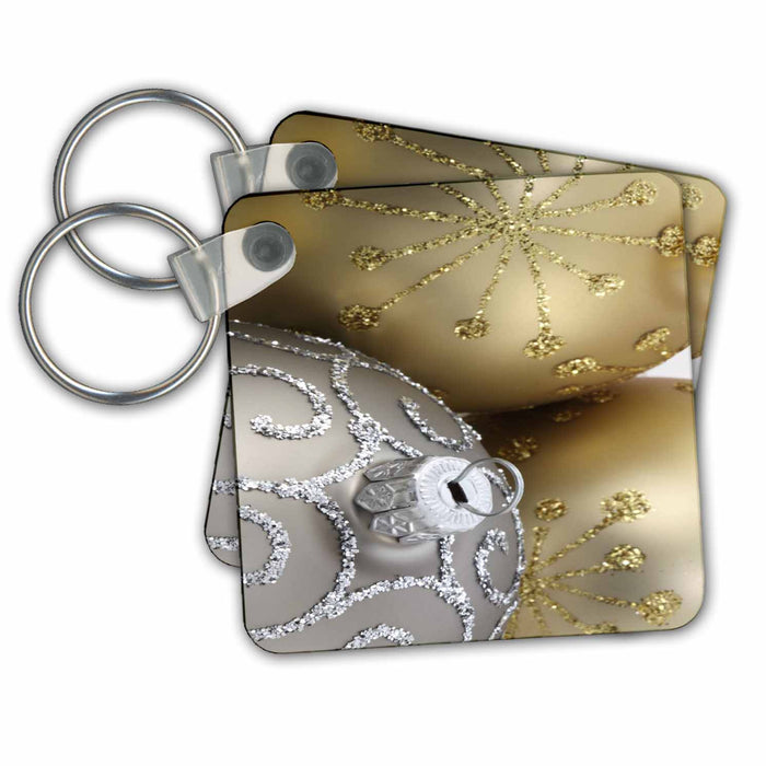 Key Chain - Christmas Gold and Silver Ball Cluster Christmas Decorations