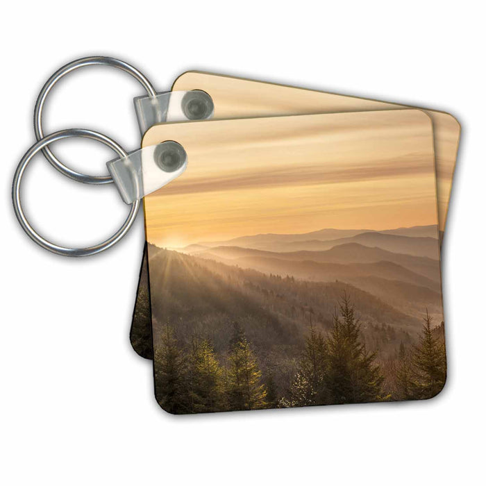 Key Chain - Sunrise, Oconaluftee Overlook, Great Smoky Mountains NP, NC. Sunrise