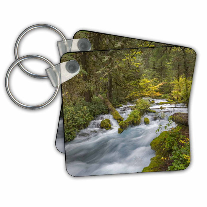 Key Chain - Olallie Creek rushing water, near McKenzie River, Oregon. Streams