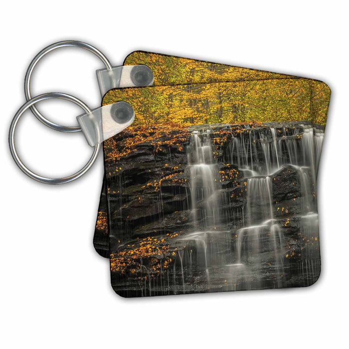 Key Chain - USA, Pennsylvania, Ricketts Glen. Waterfalls and fall forest. Waterfalls