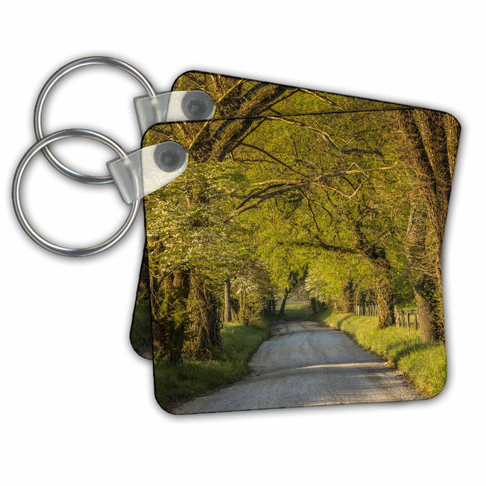 Key Chain - Sparks Lane at sunrise, Cades Cove, Smoky Mountains NP, Tennessee Tree