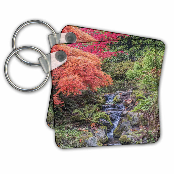 Key Chain - Washington State, Seattle. Autumn Color at Japanese Garden Autumn