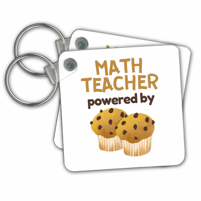 Key Chain - Math Teacher Powered By Muffins 3dRose - Rosette - School Days