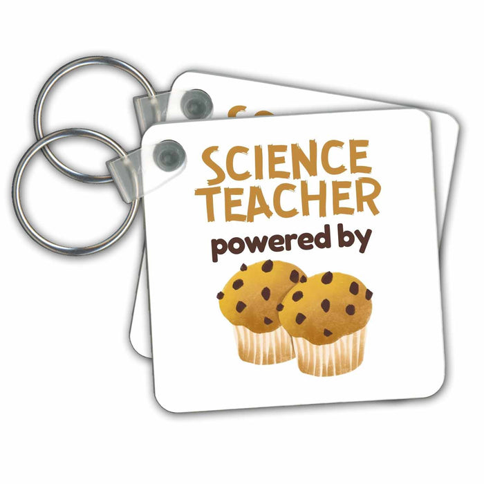 Key Chain - Science Teacher Powered By Muffins 3dRose - Rosette - School Days