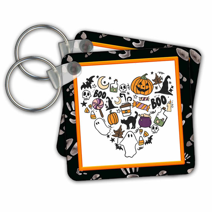 Key Chain - Cute Halloween Heart Halloween Designs